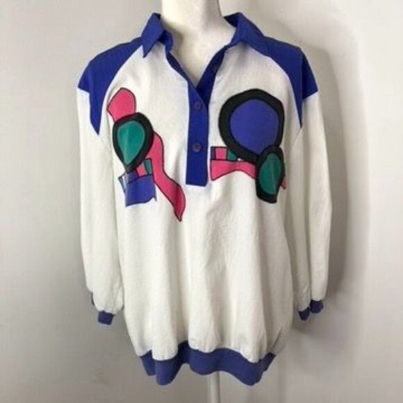 Vintage Teddi Sport Women's Pullover Sweatshirt Abstract Design Size XL 1980's - Picture 1 of 14